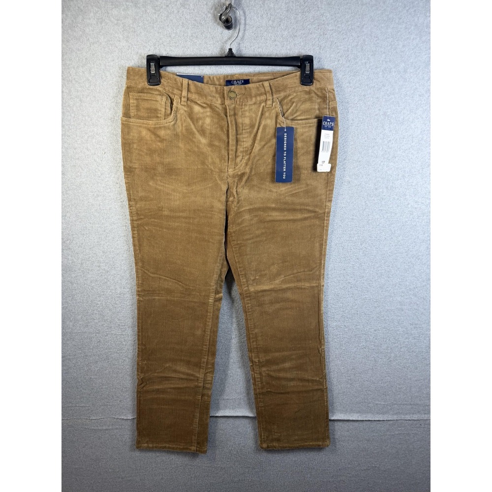 Chaps Pants Womens 12P Petite‎ Brown Corduroy Slimming Fit Stretch Khakis